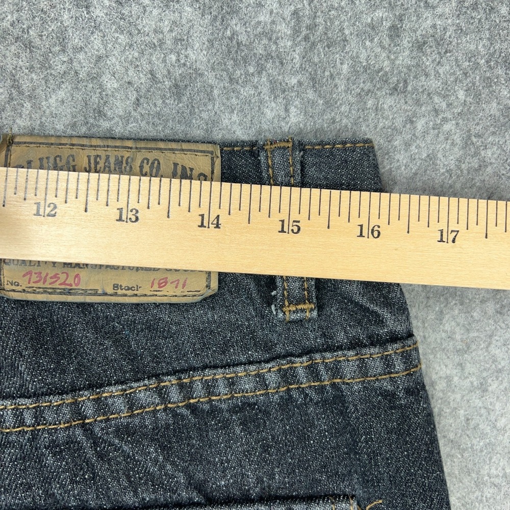 VTG Plugg Jeans Mens 32x30 Black Straight Leg Flap Pockets‎ Stretch Denim Y2K - Picture 10 of 14